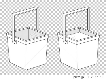 プラスチック製の四角いバケツ(水あり・水なし) プラスチック製の四角いバケツ(水あり・水なし) 117627159
