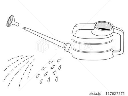 プラスチック製のジョウロと水やりのパーツ 117627273
