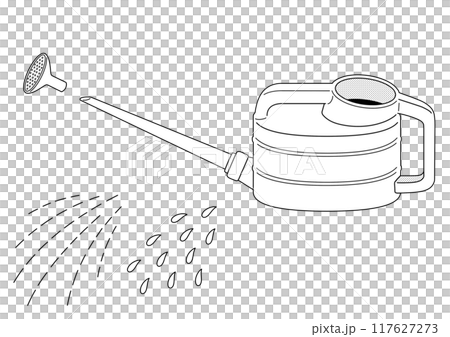 プラスチック製のジョウロと水やりのパーツ 117627273