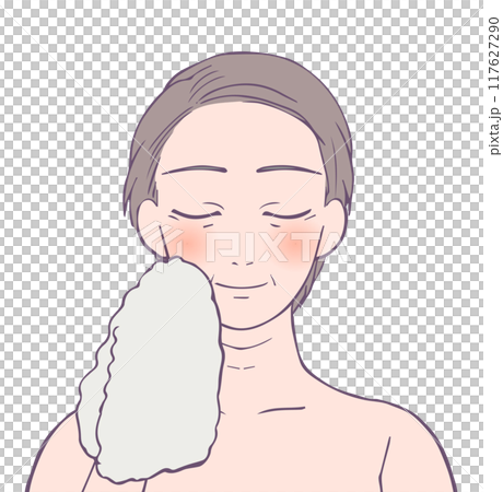 一位蒼白中年婦女閉著眼睛的上半身,美女插畫 一位蒼白中年婦女閉著眼睛的上半身,美女插畫 117627290