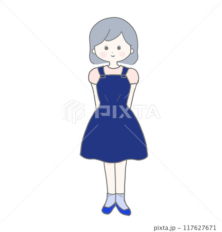 ボブヘアのゆるかわ女の子 117627671
