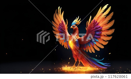 majestic phoenix soaring in vibrant virtual reality display 117628061