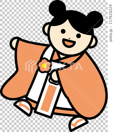 ポーズをとる七五三の女の子 117628229