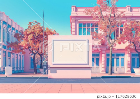 white sign is on a building with Generative AI 117628630