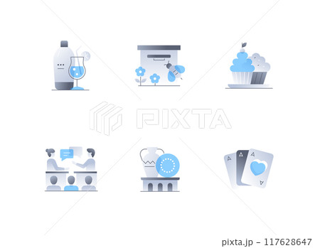 Summer holidays and activities - flat design style icons set 117628647