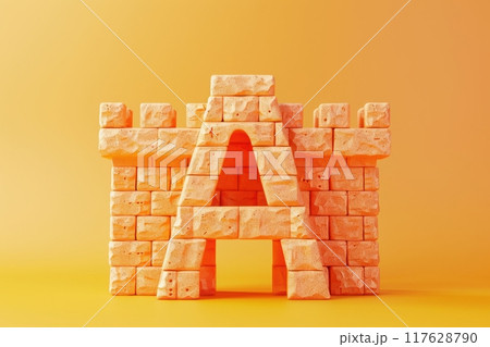A castle made of bricks with the letters A on it with Generative AI 117628790