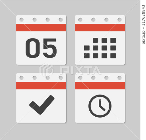 Icon page calendar - 5 day, agenda, timer, done Icon page calendar - 5 day, agenda, timer, done 117628943