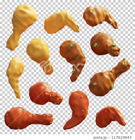 three taste fried chicken 3D graphics three taste fried chicken 3D graphics 117629043