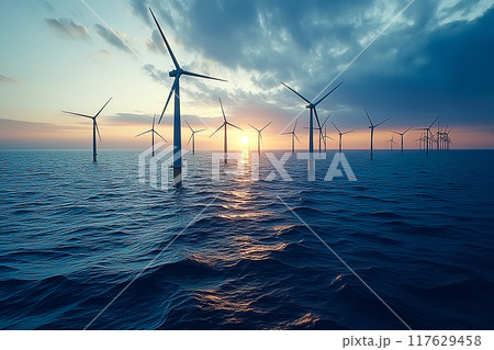 Landscape with Turbine Green Energy Electricity, Windmill for electric power production, Landscape with Turbine Green Energy Electricity, Windmill for electric power production, 117629458