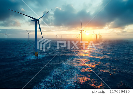 Landscape with Turbine Green Energy Electricity, Windmill for electric power production, Landscape with Turbine Green Energy Electricity, Windmill for electric power production, 117629459