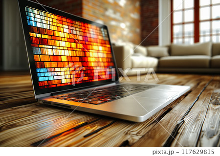Digital technology, internet network connection, big data, digital marketing IoT internet of things. Woman using modern computer surfing internet futuristic metaverse, innovative technology background 117629815