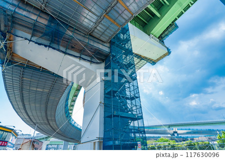 大阪市北区　阪神高速淀川左岸線　工事中の海老江ジャンクション 117630096