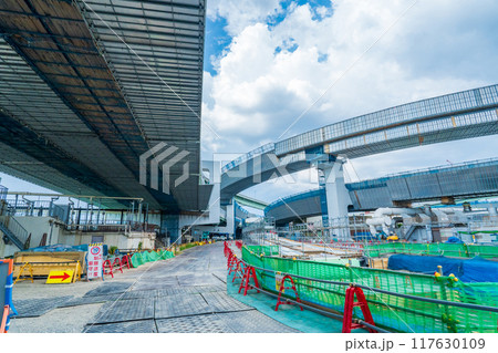 大阪市北区　阪神高速淀川左岸線　工事中の海老江ジャンクション 117630109