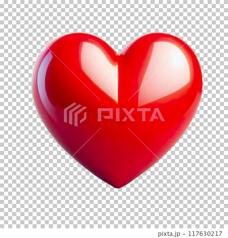 3d Glossy red heart isolated on transparent background 117630217