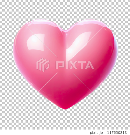 3d Glossy pink heart isolated on transparent background 117630218