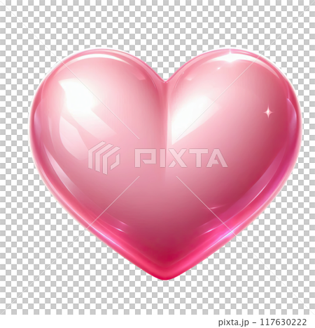 3d Glossy pink heart isolated on transparent background 117630222
