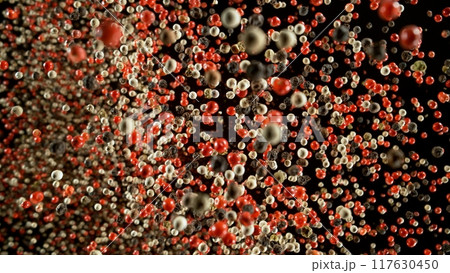 Freeze Motion of Flying Dry Whole Pepper Spice Isolated on Black Background 117630450