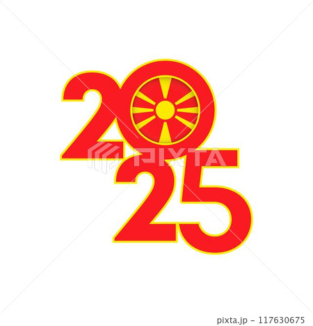 2025 banner with North Macedonia flag inside. Vector illustration. 117630675