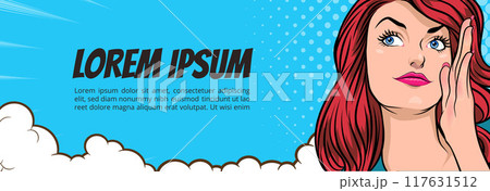 woman talking whispering gossip secret retro pop art comic vintage 117631512