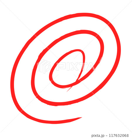 チョークで描いた赤色の三重丸アイコンイラスト 117632068