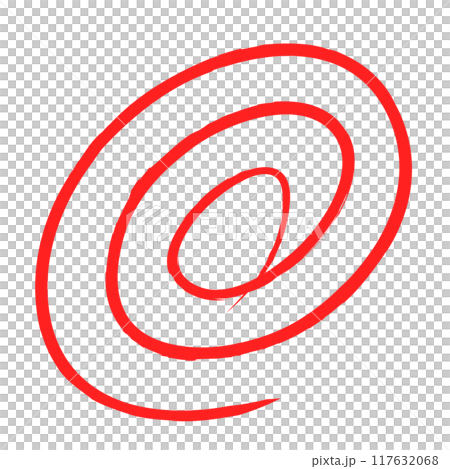 チョークで描いた赤色の三重丸アイコンイラスト 117632068