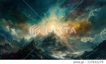 Cloud Stairway to Heaven. Second Coming and Easter concept 117632279