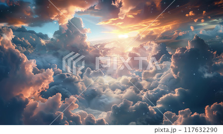 Cloud Stairway to Heaven. Second Coming and Easter concept 117632290