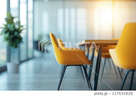 A stylish modern meeting room in a modern office with blurred motion A stylish modern meeting room in a modern office with blurred motion 117632828