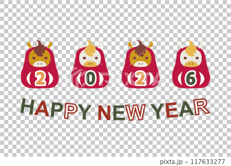 New Year's card postcard material with an illustration of the horse motif for the year of the horse in 2026, Japanese style 117633277