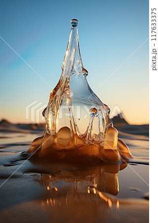 Water splash in the desert. Generative Ai 117633375