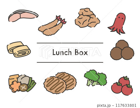 弁当のおかずのイラストセット 弁当のおかずのイラストセット 117633801