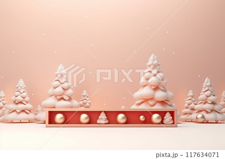 Christmas card with blank empty space for text or logo design. Merry Christmas and Happy New Year. Generative Ai 117634071