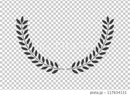 Simple wreath frame of olive and bay leaves - semicircular emblem and decorative border design material Simple wreath frame of olive and bay leaves - semicircular emblem and decorative border design material 117634131