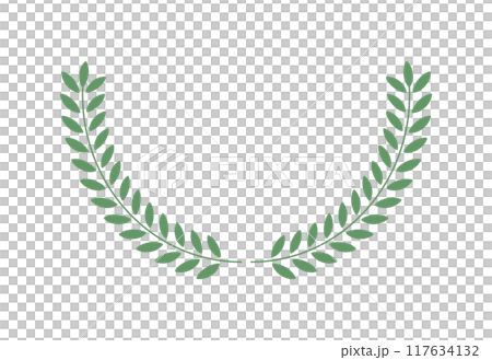 Simple wreath frame of olive and bay leaves - semicircular emblem and decorative border design material 117634132