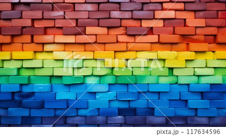 Colorful brick wall abstract background texture. Neural network ai generated art 117634596