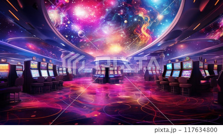 Luxury casino interior with slot machines and...のイラスト素材 [117634800] - PIXTA
