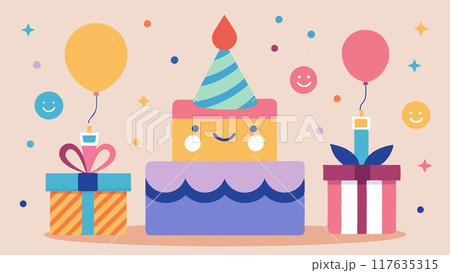 Happy Birthday card, Happy Birthday banner Happy Birthday card, Happy Birthday banner 117635315