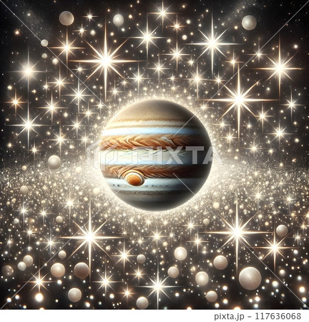 光り輝く星々が集まる木星 117636068