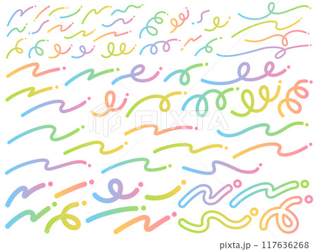 ポップでカラフルなグラデーションの線の飾りセット 117636268