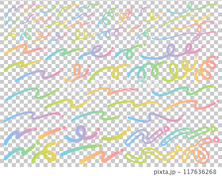 ポップでカラフルなグラデーションの線の飾りセット 117636268
