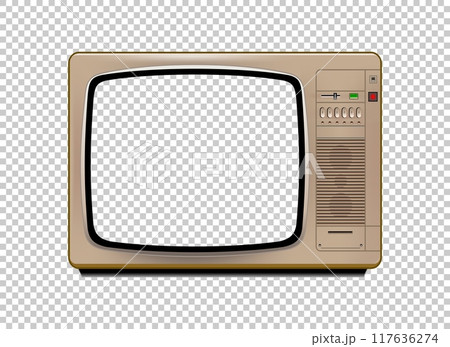 Vector retro television mock up isolate on transparent Vector retro television mock up isolate on transparent 117636274