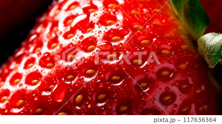 Strawberry. Macro of fresh organic natural berries. Fruit red background - AI generated image Strawberry. Macro of fresh organic natural berries. Fruit red background - AI generated image 117636364