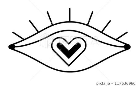 Eye with a heart-shaped pupil. 117636966