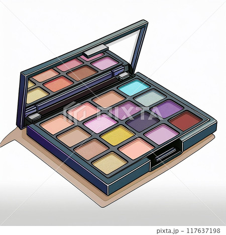 Illustration of an eyeshadow palette isolated on a white background Illustration of an eyeshadow palette isolated on a white background 117637198