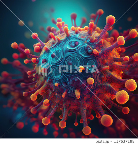 Close-up illustration of a virus Close-up illustration of a virus 117637199