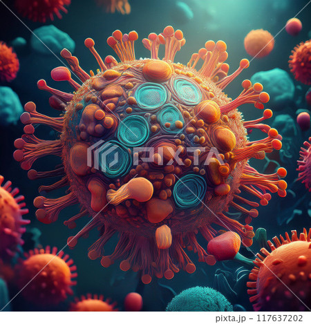 Close-up illustration of a virus 117637202