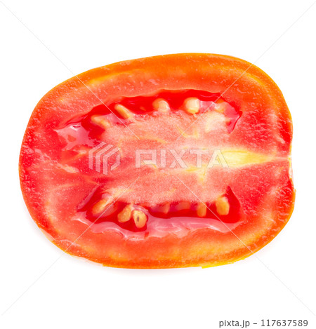Tomato slice isolated over white background Tomato slice isolated over white background 117637589