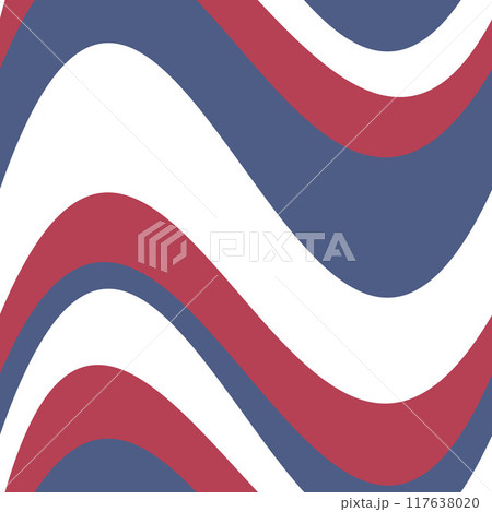 Vector seamless pattern of USA flag groovy waves 117638020