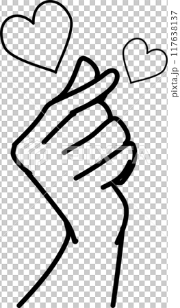 Finger heart_Flat vector illustration Line only Finger heart_Flat vector illustration Line only 117638137