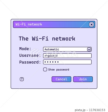 Wifi password window with gradient in old style. 117638153